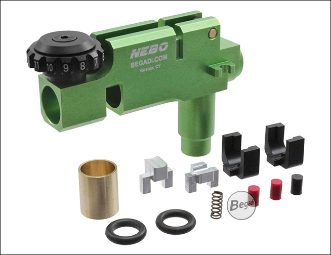 Begadi PRO NEBO CNC AK Rotary HopUp Unit "CY", suitable for Begadi Sport, Cyma, Arcturus, LCT & Lonex -green- для страйкболу, категорія Камери Hop-up