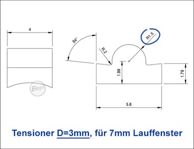 Begadi PRO 70° HopUp Tensioner (D=3mm) -6mm- for tuning barrels with large (approx. 7mm) barrel window для страйкболу, категорія Гумки Hop-Up, додаткове фото 2
