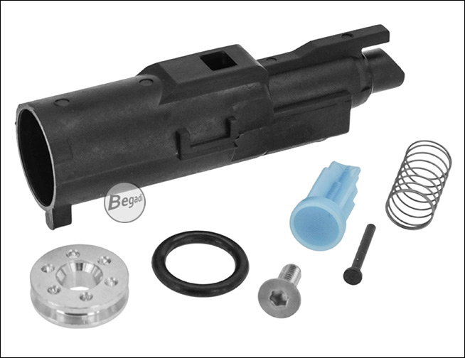 KJW HiCapa / M1911 "Pro" Nozzle Set made of fiber-reinforced nylon plastic - including pre-installed inner valve and CNC aluminum piston head